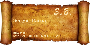 Sorger Barna névjegykártya